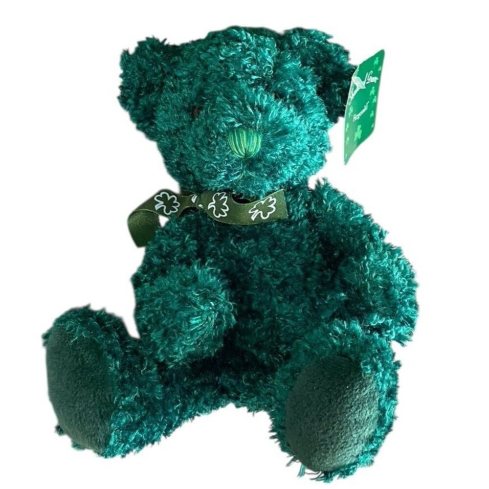 Russ Berrie Fitzgerald Bear Shades of Green Shamrock Plush 8"